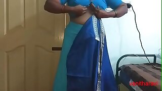 desi Indian  tamil aunty telugu aunty kannada aunty  malayalam aunty Kerala aunty hindi bhabhi horny cheating wife vanitha wearing saree showing big boobs and shaved pussy Aunty Changing Dress ready be worthwhile for party and Making Video